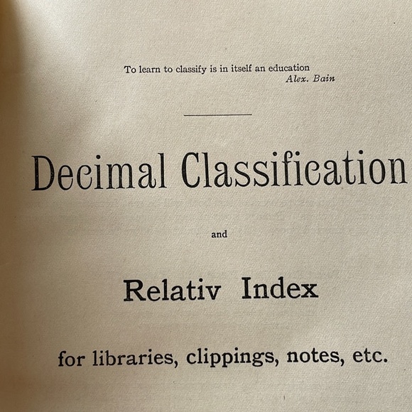 Dewey Decimal Classification and Index by Melvil Dewey, Ed. 8, copyright 1913 - Picture 10 of 16